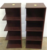 Two modern corner shelf units