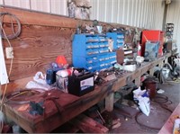 Items on/under work bench in West Shop