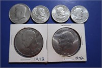 2-1972 Eisenhower Dollars, 1776-1976 Kennedy Half