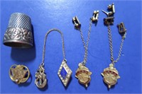 14K & Sterling Thimble & Misc Pins