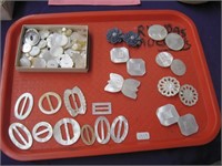 Mother of Pearl buttons and buckles