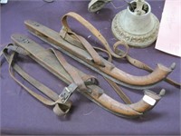 SUPER antique wood / metal ice skates