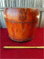 ANTIQUE ASIAN WOOD BUCKET WITH HANDLE