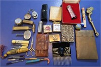 Misc Vintage Lot-Compacts, Lighters,Compasses&more