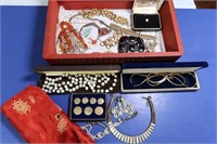 Vintage Costume Jewelry w/Jewelry Box