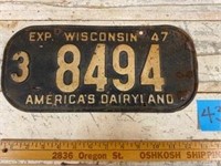 1947 Wisconsin License Plate