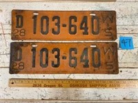 1928 Wisconsin License Plate Set