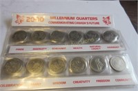 Three sets Canadian 2000 Millennium quarters