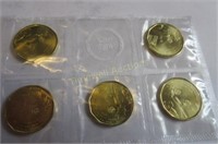 Proof set of 5 Canadian $1.00 coins
