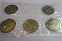 5 coin set - Canadian $2.00 coins