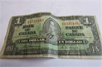 Canadian 1937 $1.00 bill