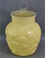 Yellow Cased  Glass Cookie Jar