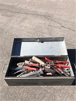METAL TOOL BOX WITH TOOLS 20”x8”