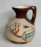 Vintage Mesa Navajo Verde Pottery Pitcher - Signed