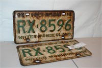 Matched pair 1962 Michigan License Plates