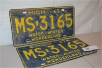 Matched pair 1967 Michigan License Plates