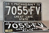 Matched pair 1979 Michigan License Plates