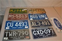 8pcs Various Single Michigan & Other License Plate