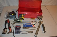 16" Metal Toolbox With Contents of Tools