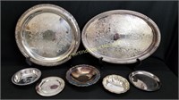 Large & Small Silver Plated Trays