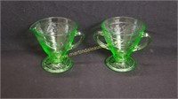 Vintage Vaseline Glass Sugar Bowl & Creamer