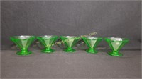 5) Vintage Vaseline Glass Sherbet
