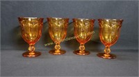 4) Vintage Amber Glass Goblets