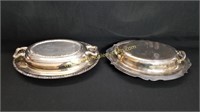 2 Vintage Silver Plate Cover Dishes