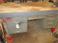 LARGE DESK/WORKBENCH W/ WOOD VICES