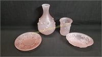 Vintage Pink Satin Glass Lot