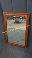 Vintage 42" x 29" Maple Frame Mirror