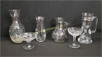 Assorted Vintage Etched Glass Lot