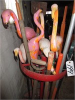 FLAMINGOS & ASSORTED TOOLS WITH HOLDER