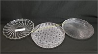 3 Vintage Clear Glass Serving Platters