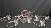 Vintage Clear Glass Snack Tray Sets