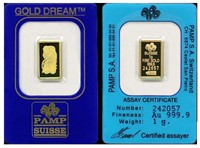 1 Gram Pamp Suisse Gold Ingot