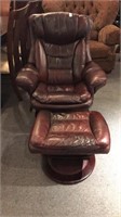 MCM Style Leather Chair and Ottoman