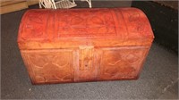 Carved Red Leather Trunk