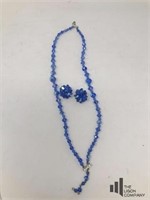 Vintage Blue Stone 14" Necklace & Matching Earring