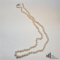 10k White Gold Genuine Pearl Necklace