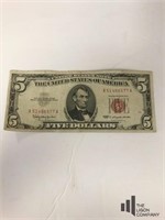 Red Seal Five Dollar Bill