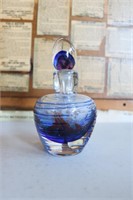 Decorative Blue Glass Perfume Bottle w/ Dabber