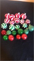 Assortment of red and green Christmas Ornaments