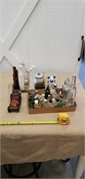 Old bottles , vases and metal toy car