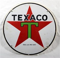 Porcelain Texaco Badge Type Sign On Board