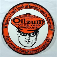 Porcelain Oilzum Badge Sign