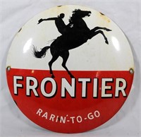 Porcelain Frontier Gasoline Badge Sign