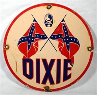 Porcelain Dixie Gasoline Badge Sign