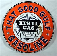 Porcelain Gulf Gasoline Badge Sign