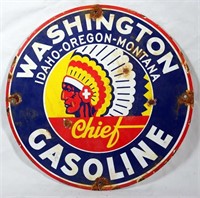 Porcelain Chief Gasoline Badge Sign